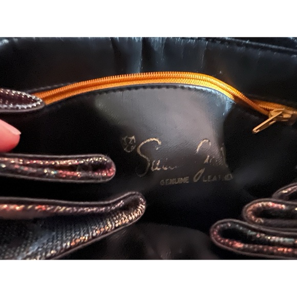 Vintage Shimmery Metallic Fabric Artsy Women's Bag with 100 Percent Leather trim - Picture 11 of 14